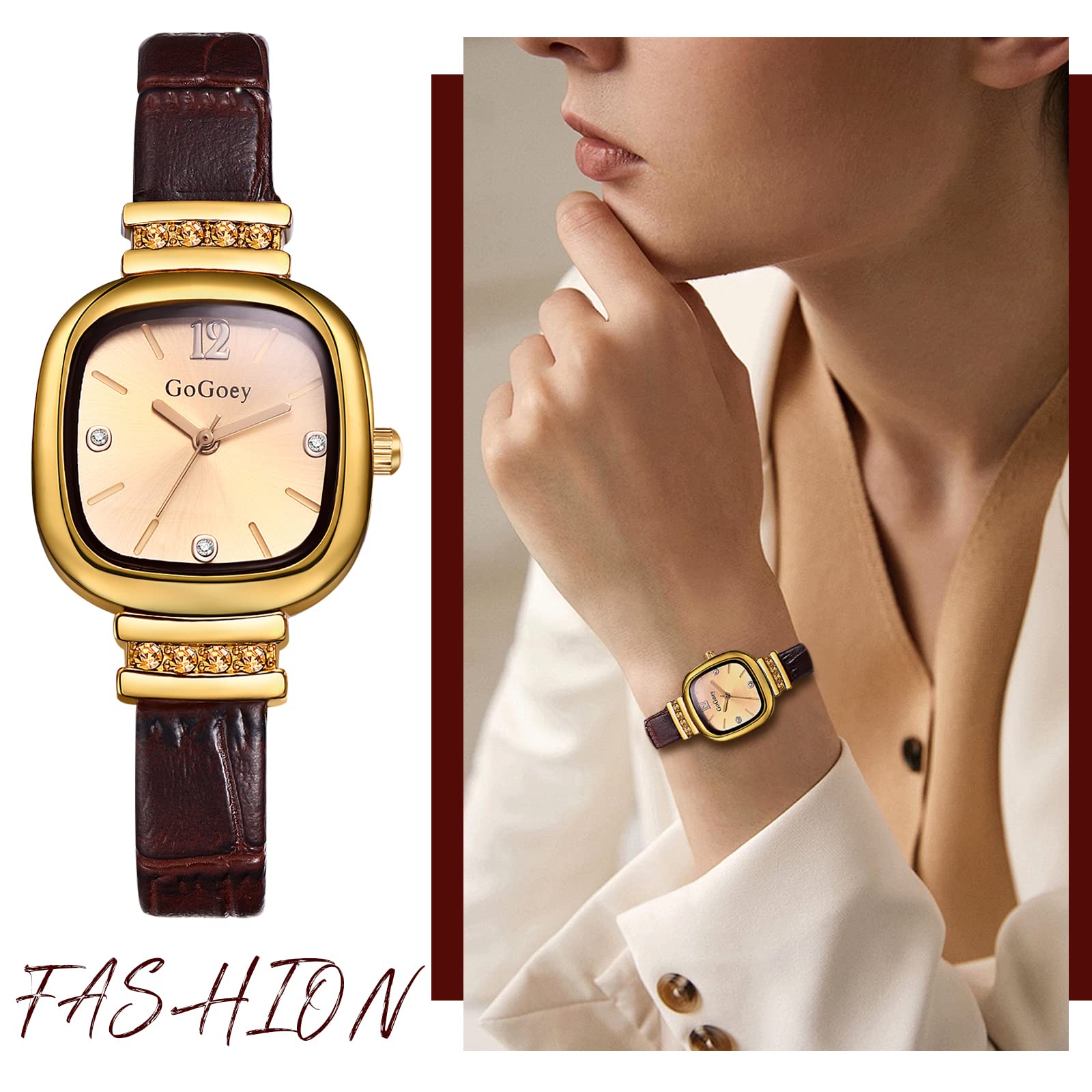 Avaner Women's Leather Watch - Slim Strap, Small Face Analog Quartz Wristwatch for Ladies | Elegant Dress Watch for Office, Party & Everyday Wear