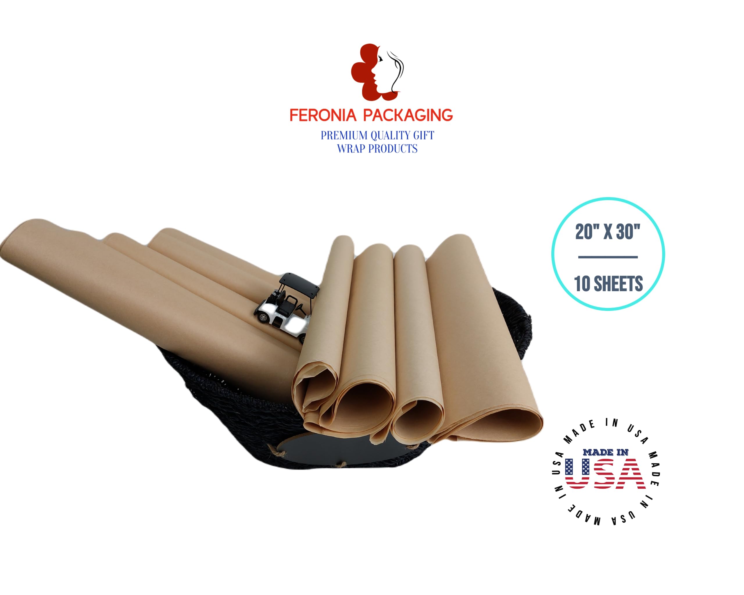 Premium Acid Kraft Gift Wrap Tissue Paper - 10 Sheets (20