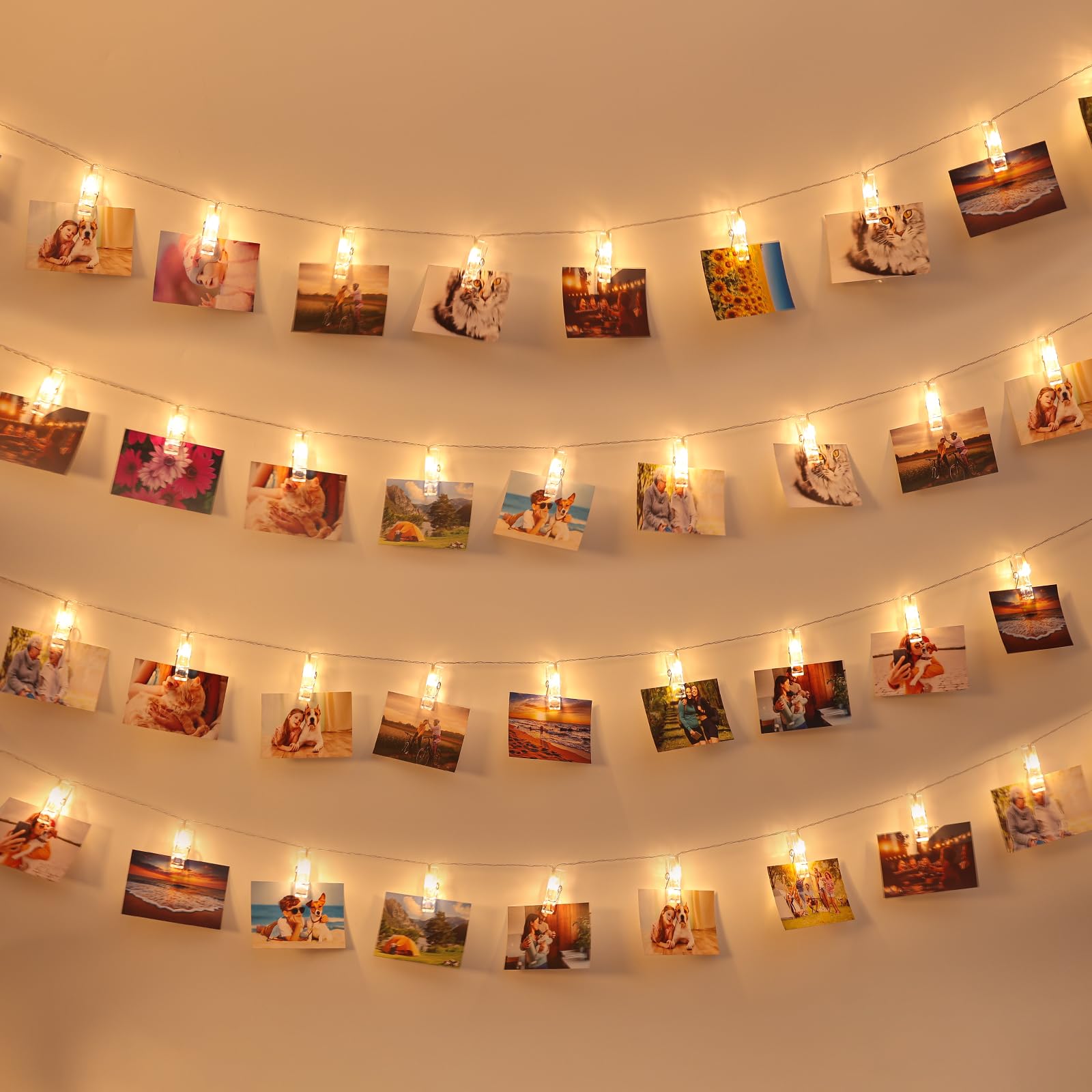 AOSTAR 20 LED Battery Operated Fairy String Lights - 10FT Warm White Photo Clip Lights for Bedroom Decor, Teen Girls Room, Thanksgiving Christmas Wedding Party Decorations - Perfect for Hanging Photos, Creating Cozy Atmosphere & Holiday Lighting