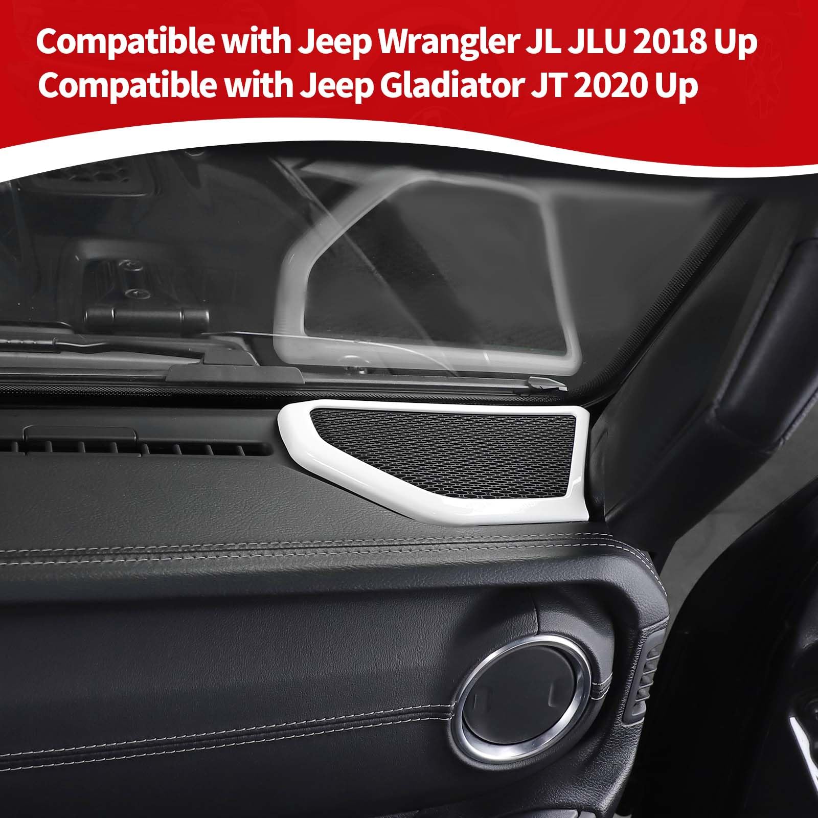 Jeep JL A Pillar Speaker Trim Cover - White Interior Accessories for Jeep Wrangler JL/JLU & Gladiator JT (2018-2024) - 2pcs Set - Perfect for Car Audio Upgrades & Interior Customization