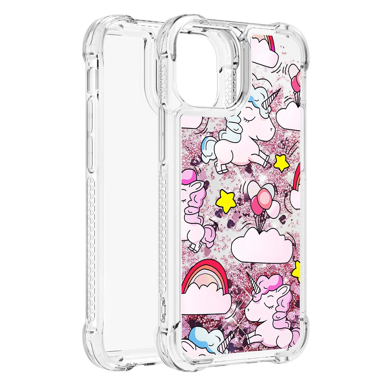 OOPKINS Glitter Liquid Case for iPhone 13 Pro Max - Sparkle Floating Shiny Quicksand Clear Soft TPU Silicone Shockproof Protective Bumper Cover - Bling Cloud Unicorn Design - Perfect for Parties, Gifts & Everyday Use