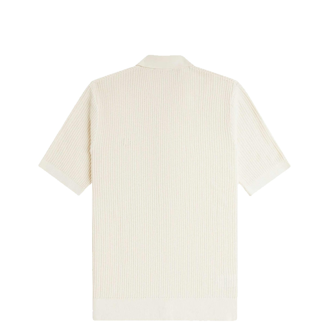 Textured Button Through Knit Shirt in Ecru - Casual & Office Wear for Women | Comfortable & Stylish Top for Everyday Outfits