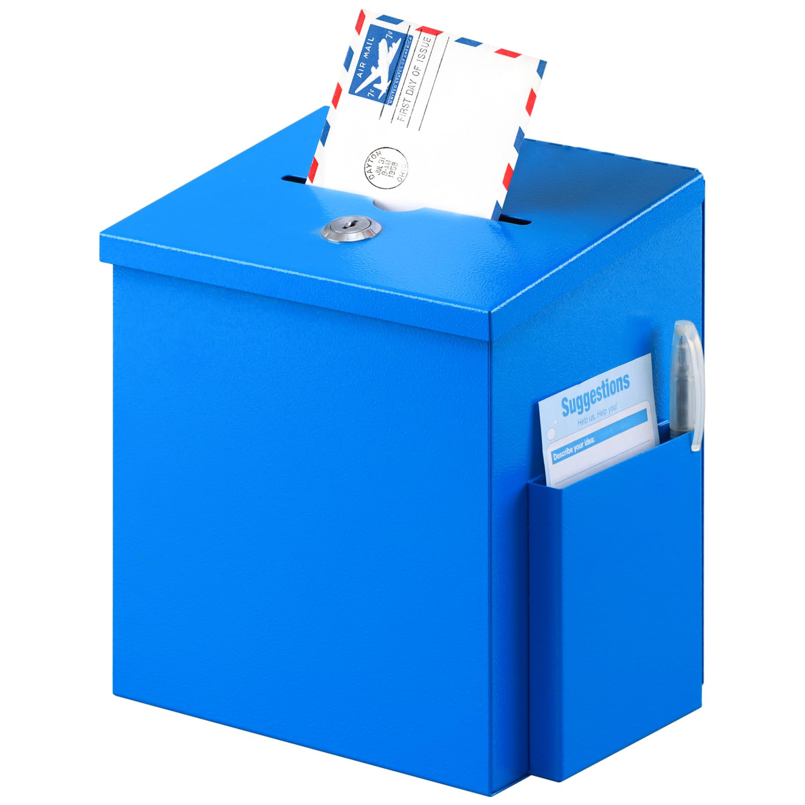 XYDLED Wall Mounted Lockable Metal Suggestion Box with Key - Ballot Box, Donation Mailbox, Key Drop Box, Collection Box (8.7