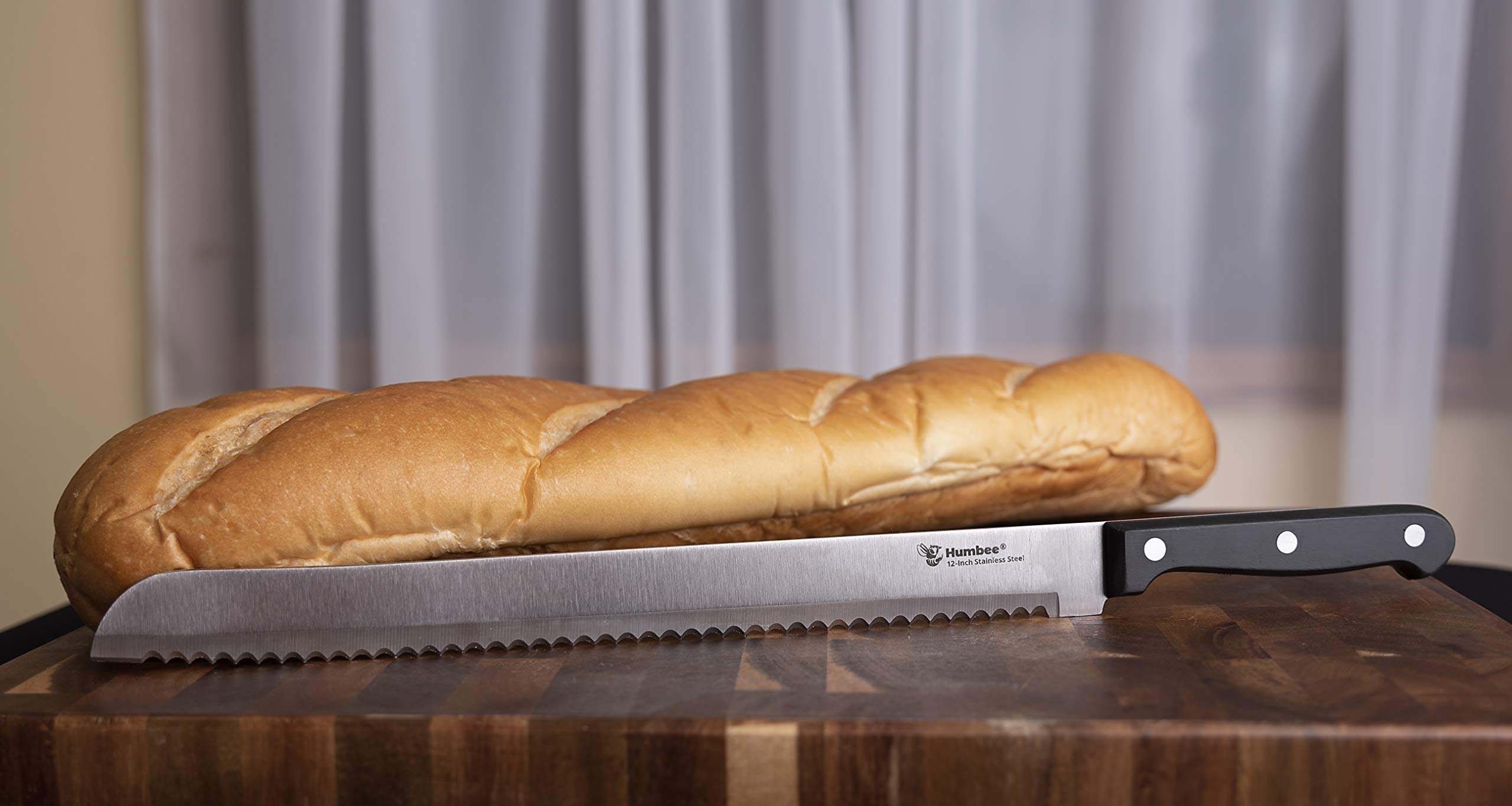 12 Inch Serrated Bread Knife with Wave Edge Blade - Perfect for Slicing Bread, Cakes, and Pastries - Ideal for Home Bakers and Professional Chefs