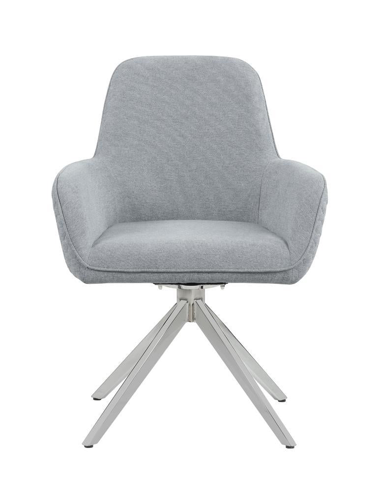 Abby Flare Arm Side Chair in Light Grey with Chrome Legs - Perfect for Dining Room, Living Room, or Office Decor