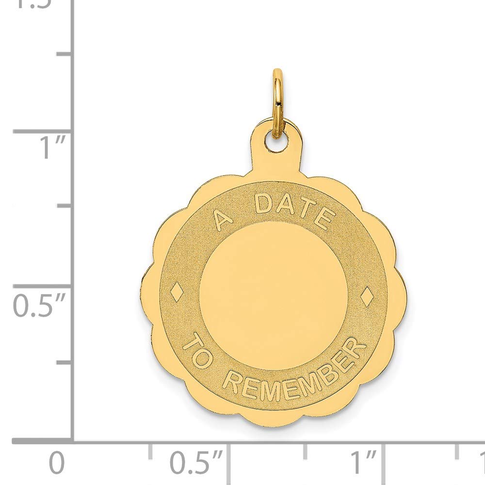 The Black Bow 14k Yellow Gold A Date to Remember Disc Charm or Pendant, 23mm - Perfect for Anniversary Gifts & Special Occasions