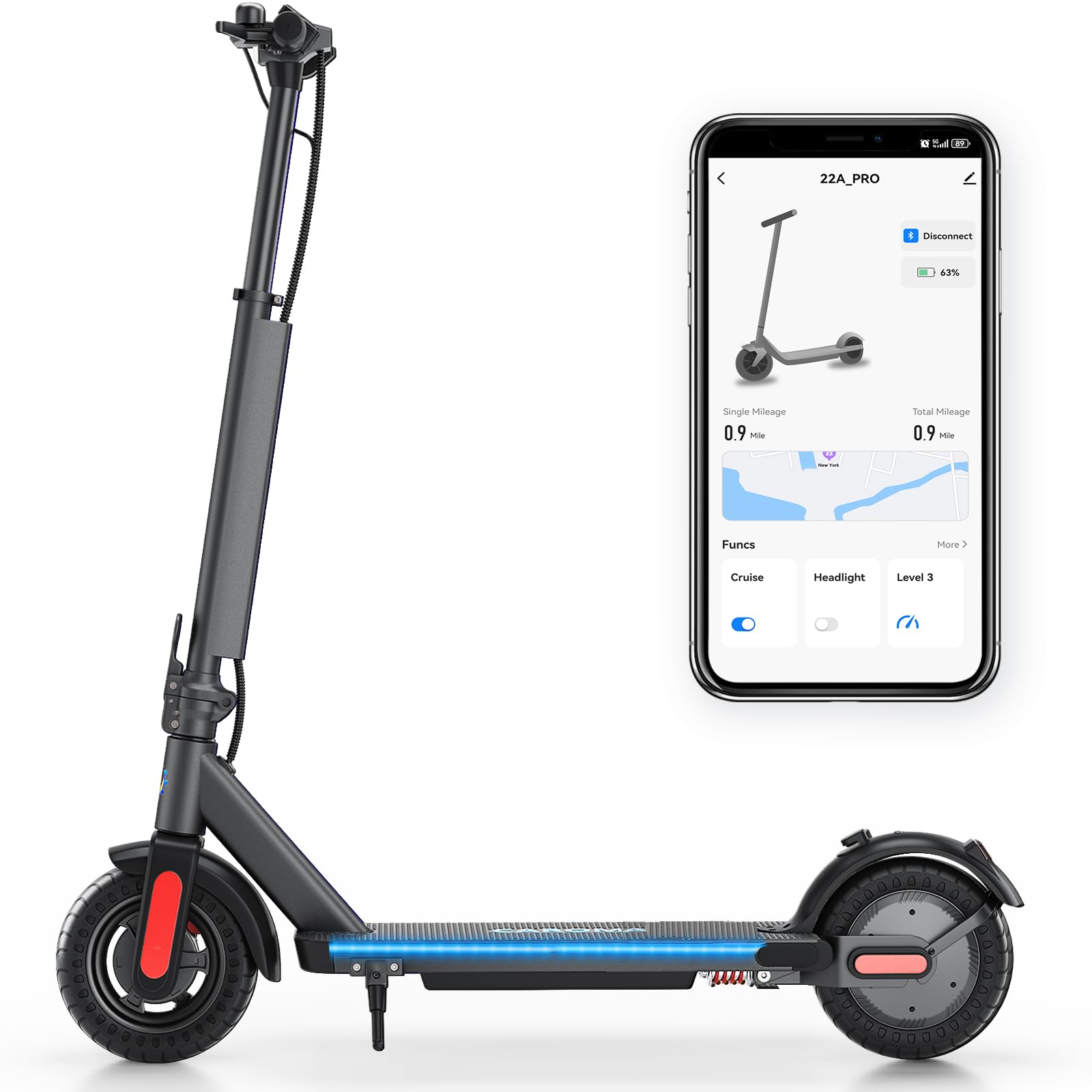 Caroma Electric Scooter for Adults - 20 Mile Range & 20 MPH Speed, Cruise Control, 9