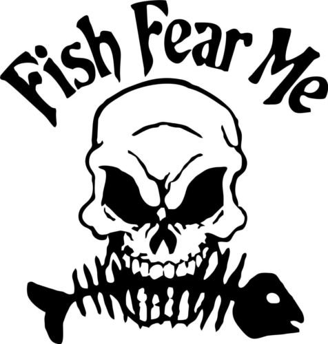 Fish Fear Me Die-Cut Vinyl Decal Sticker for Car Windows, Laptops, MacBooks, Tool Boxes & Smooth Surfaces - Waterproof Durable Decoration for Vehicles, Tech Devices & Work Tools