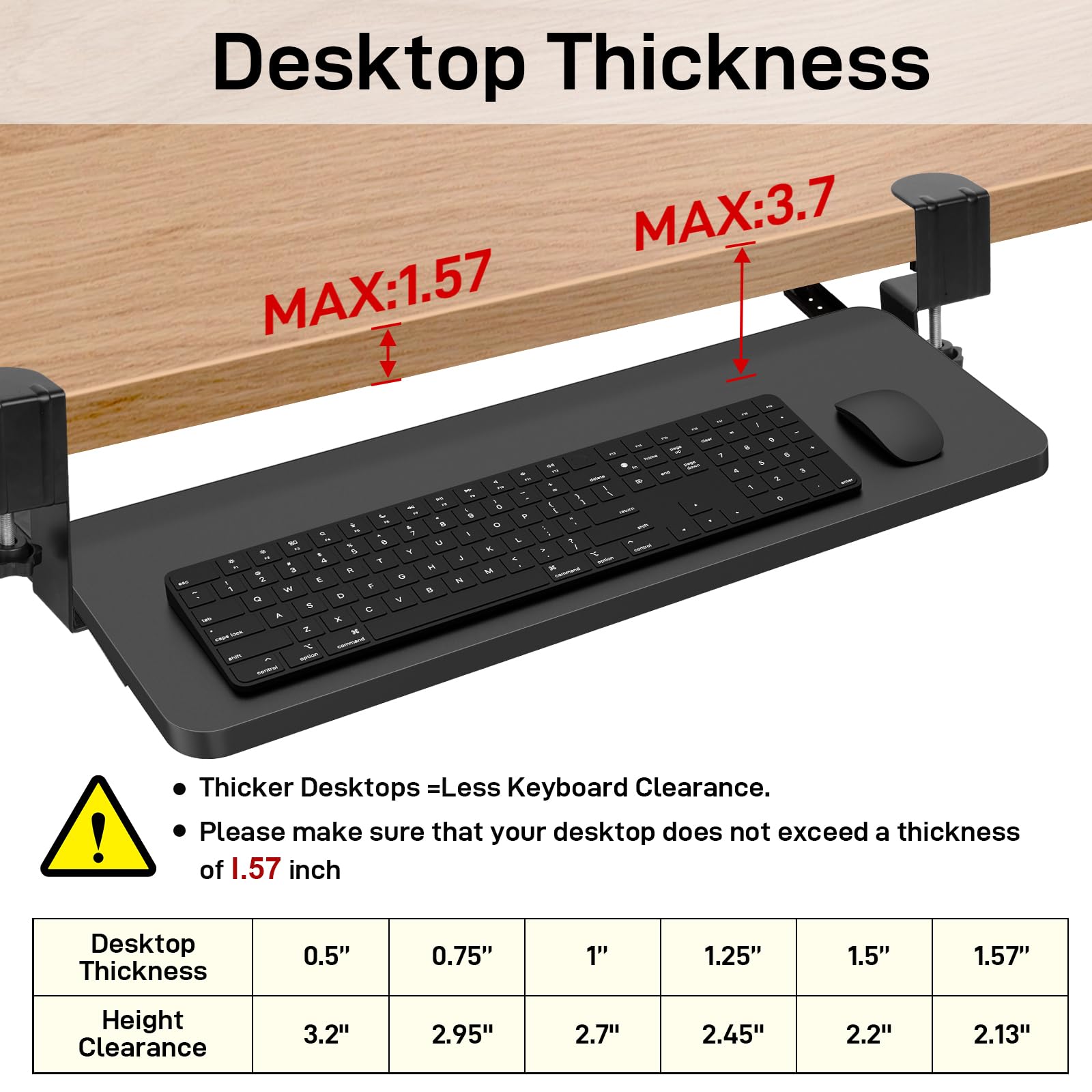 Under Desk Keyboard Tray Slide - Heavy Duty C Clamp Mount Pull Out Keyboard Stand for Computer (30x11 Inch) - Ergonomic Office Desk Accessory & Space Saving Desk Extender - Perfect for Home Office, Gaming Setup & Workspace Organization