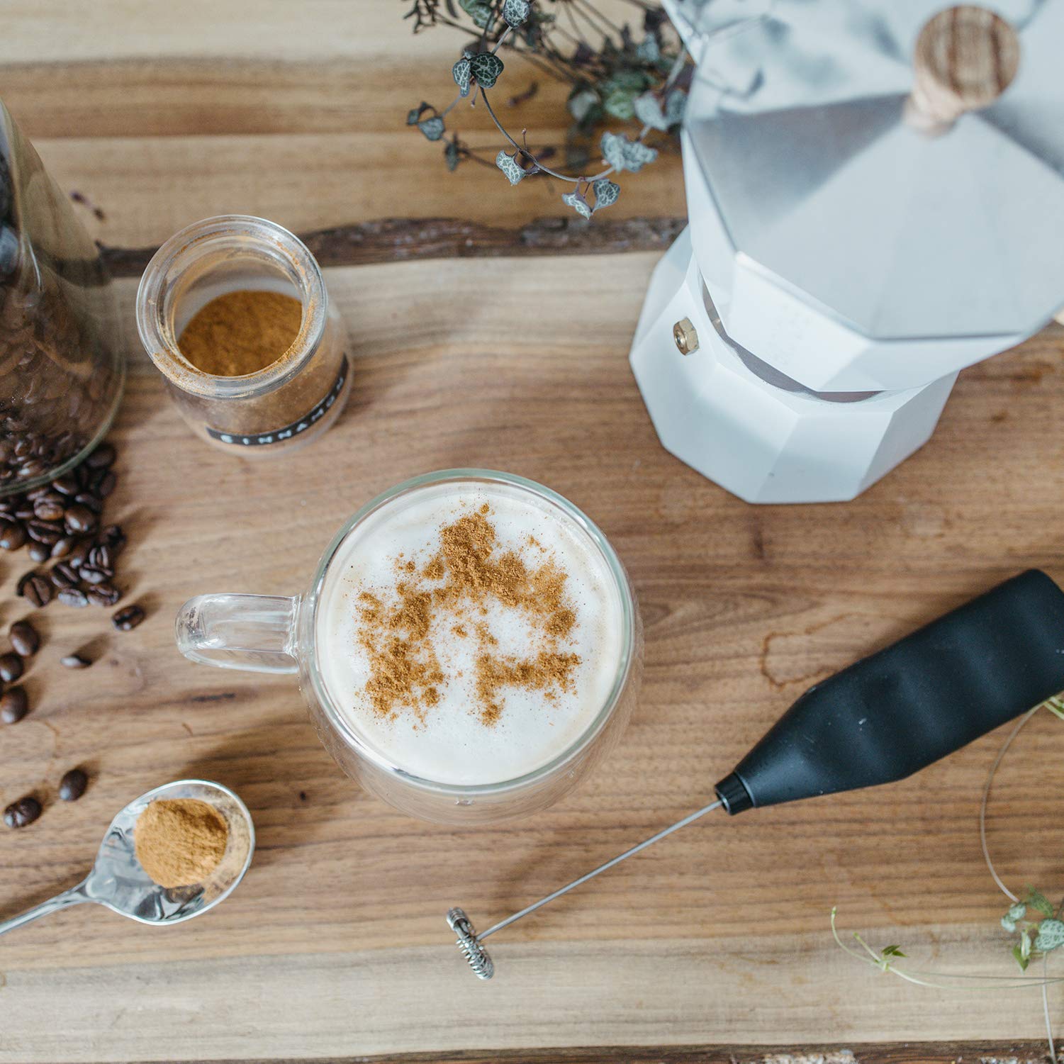 GROSCHE Milano Stove Top Espresso Maker - 3 Cup (5 oz) with Battery Operated Milk Frother - Perfect for Lattes, Cappuccinos & Home Coffee Brewing - White Bundle for Coffee Enthusiasts