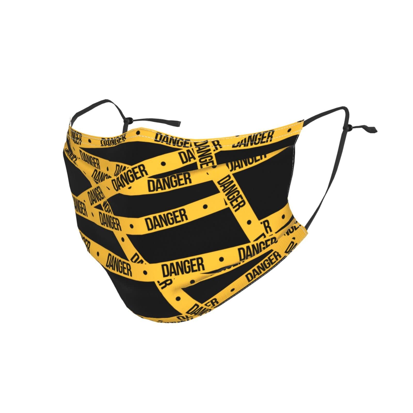 Reusable Adjustable Yellow Hazard Tape Face Mask with Filter - Breathable & Comfortable for Men, Women & Kids - Perfect for Construction, Safety Work & Daily Protection