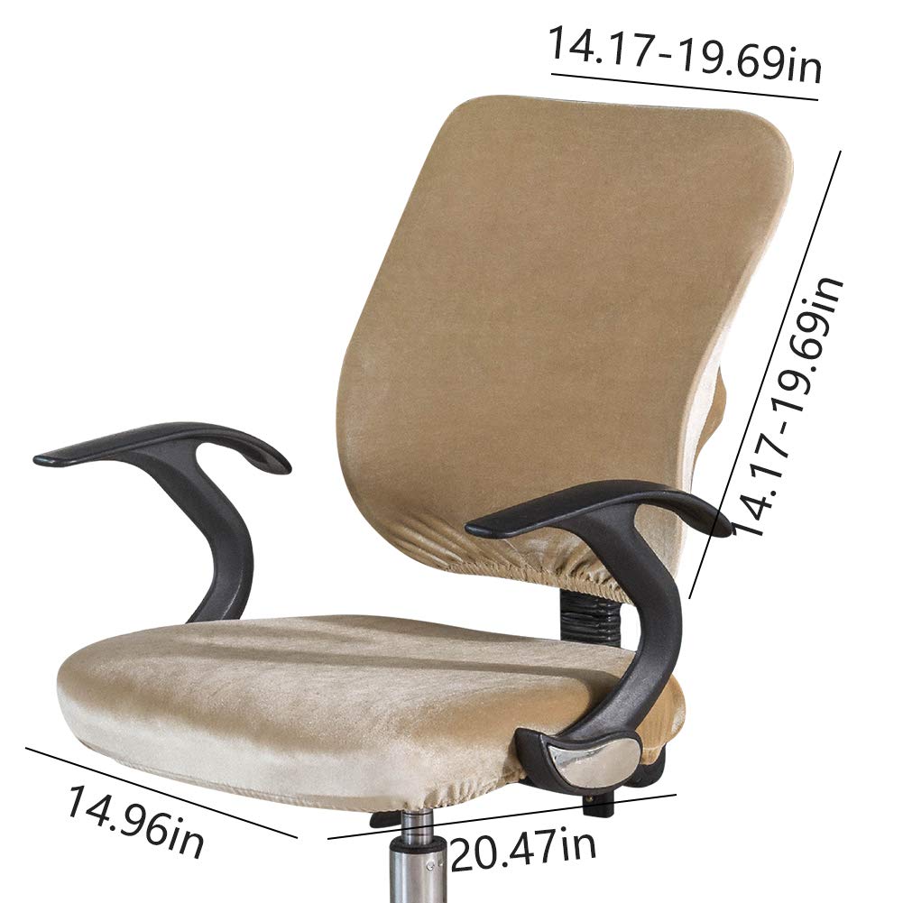 Stretchable Removable Split Chair Cover for Office & Computer Chairs - Breathable Elastic Seat Slipcover Protector (Khaki) - Perfect for Home Office Decor & Workspace Protection