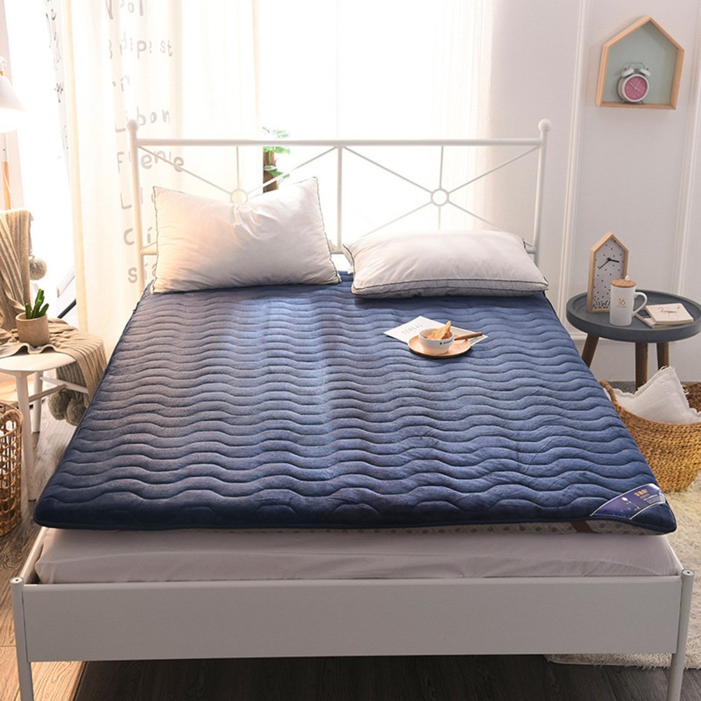 SATATAM Thin Tatami Floor Mat - Plush Twin/Full/Queen/King Size Traditional Japanese Futon Style - Blue 120x200cm (47x79inch) - Perfect for Meditation, Yoga, and Minimalist Home Decor