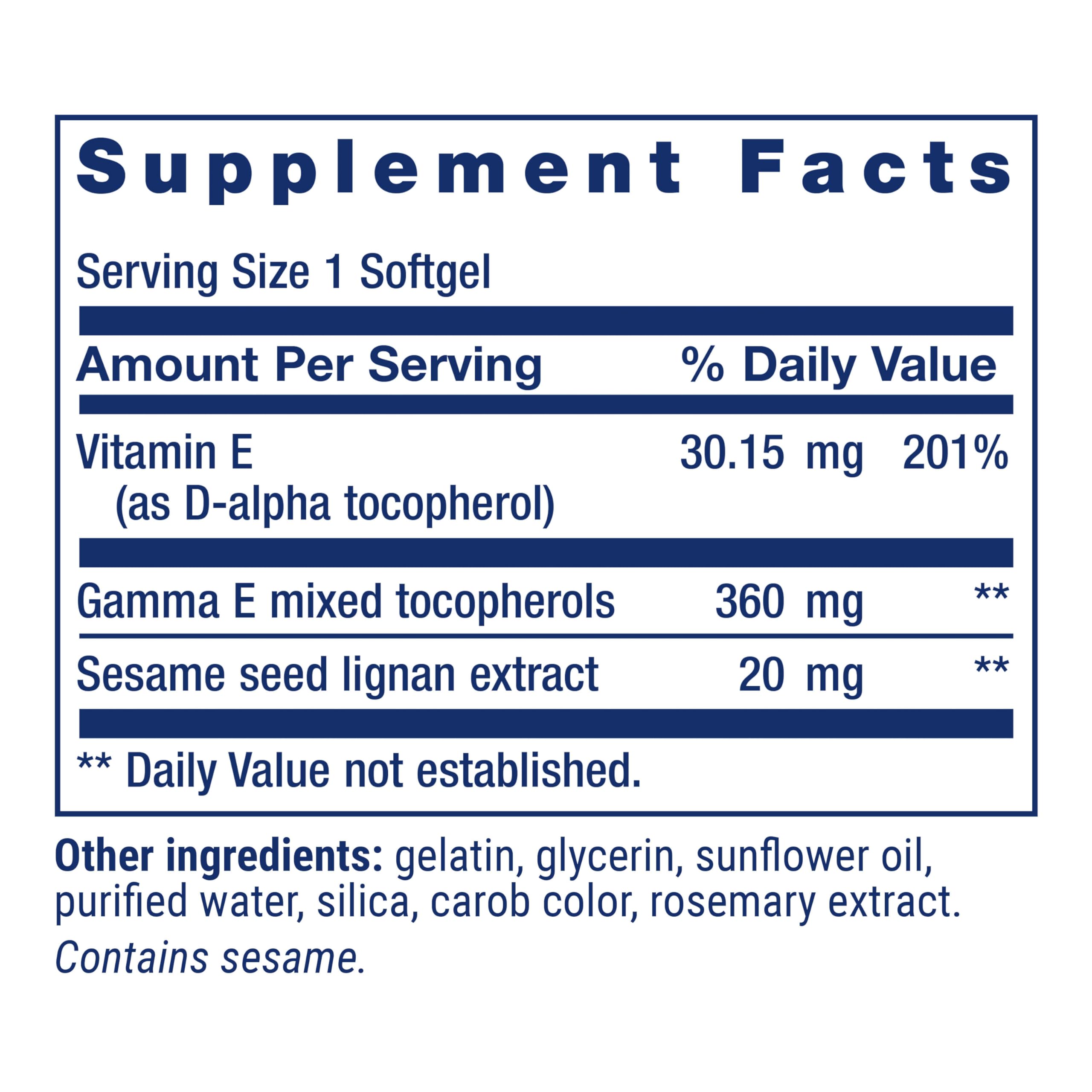 Life Extension Gamma E Mixed Tocopherols Vitamin E Supplement with Sesame Lignans - 60 Softgels for Healthy Aging | Gluten-Free, Non-GMO | Supports Heart, Skin & Immune Health | Perfect for Daily Wellness Routine & Antioxidant Protection
