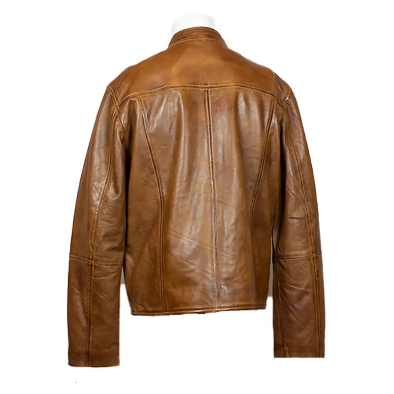 BOL Men's Snap Collar Lamb Leather Jacket - Stylish Genuine Leather Biker Jacket for Men, Perfect for Motorcycle Riding, Casual Outfits & Night Out