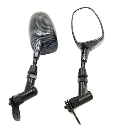 XKH Motorcycle Mini Mirrors - Universal Fit for Honda CBR600RR, Kawasaki Ninja 636 ZX6R, Yamaha YZF R6 R1 - Carbon Fiber Design - Perfect for Street Racing & Urban Commuting