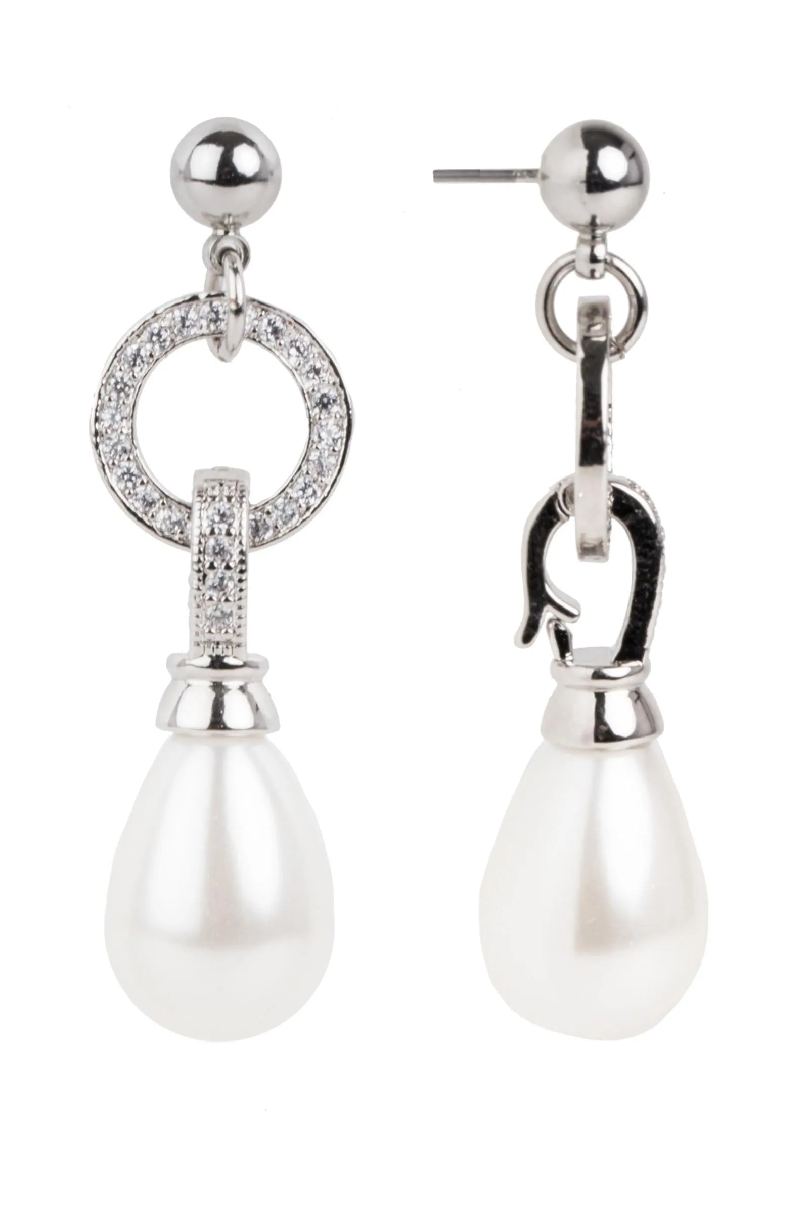 Elegant Crystal Hoop Pearl Dangle Earrings for Women - Fashion Jewelry Gift for Party, Wedding & Special Occasions