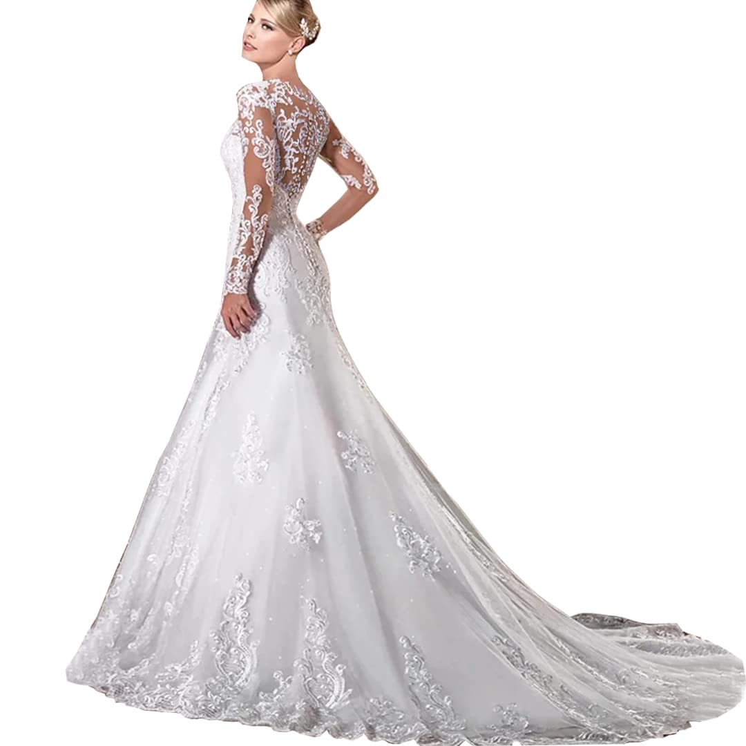 2023 Elegant Lace Wedding Dresses for Women - Beach Bridal Gowns with Long Train - Perfect for Beach Weddings, Outdoor Ceremonies and Romantic Photoshoots