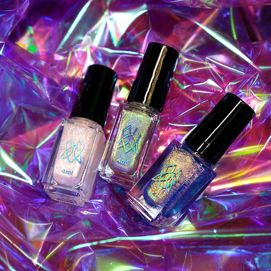 Badtothebrow Mini Nail Polish Set - 3 Piece Light Scattering Nail Lacquer Trio for Gel Manicures & Nail Art | Perfect for Parties, Weddings & Special Occasions