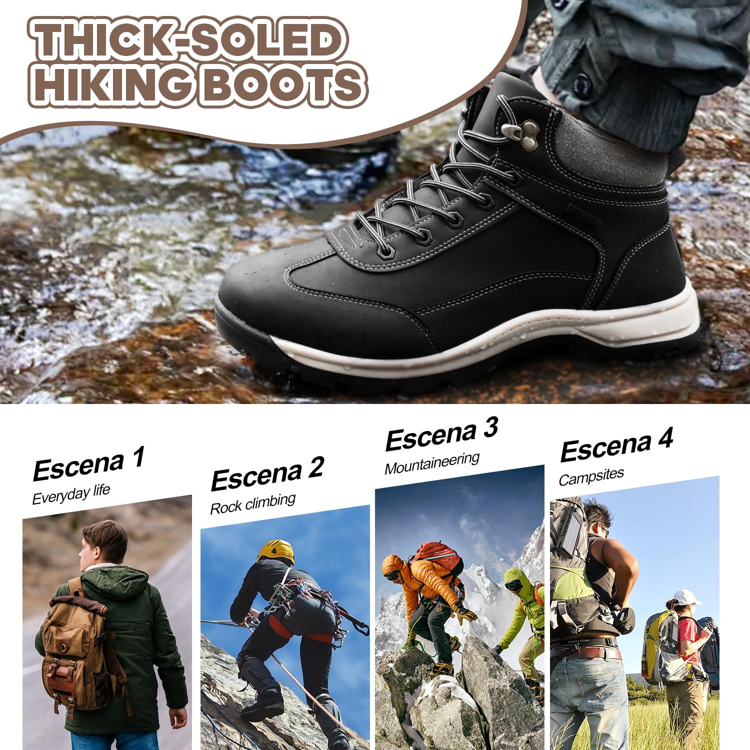 Men's Waterproof Hiking Boots - Lightweight Outdoor Trekking Shoes for Backpacking & Mountaineering - Perfect for Trail Hiking, Camping and Mountain Adventures