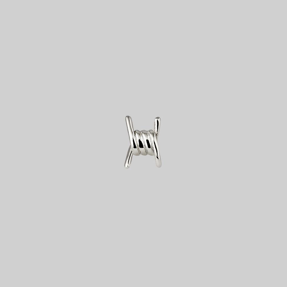 Survival Symbolic Barbed Wire Stud Earrings in Silver - Edgy Punk Gothic Jewelry for Women, Perfect for Concerts, Parties & Alternative Fashion
