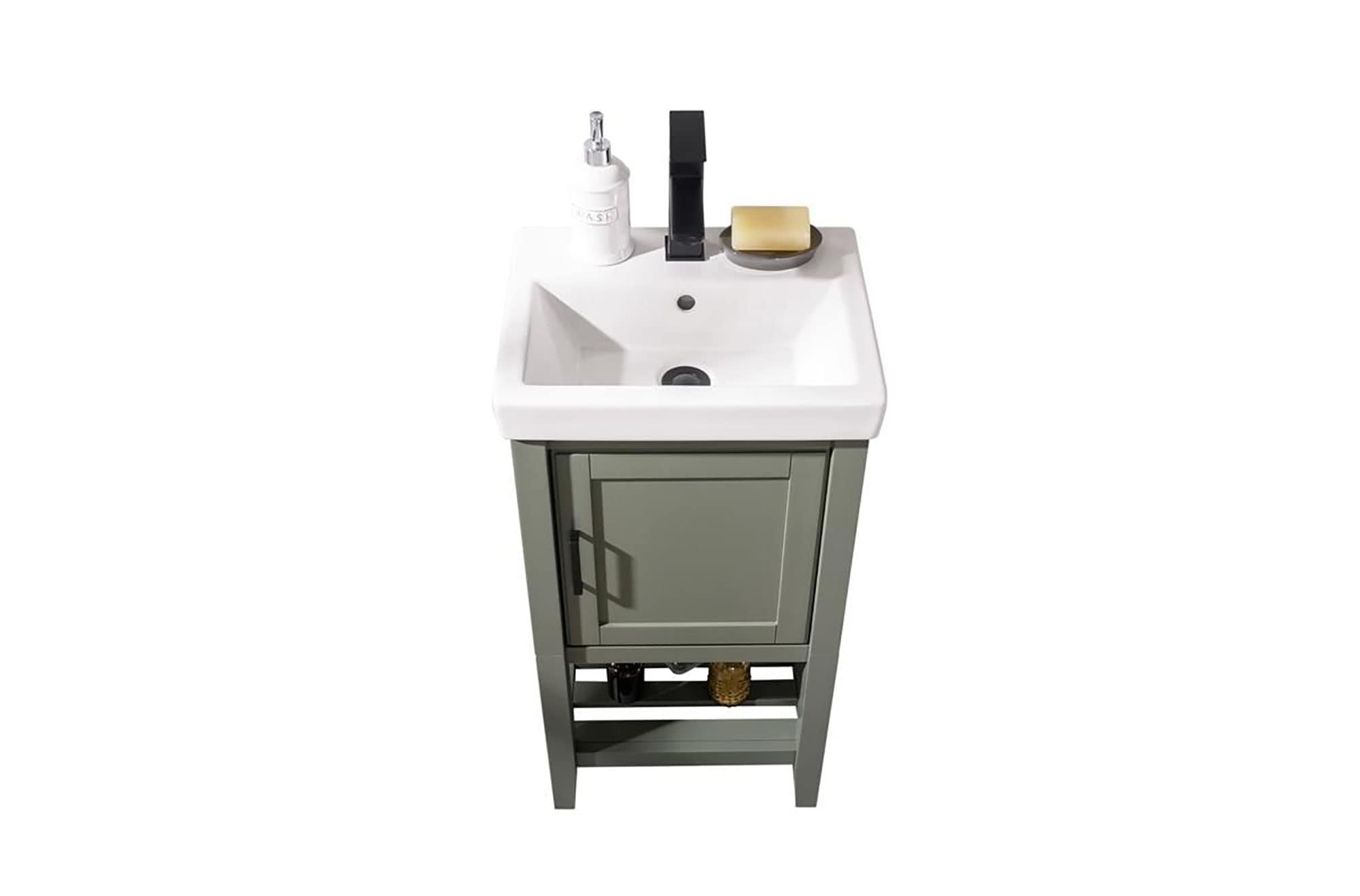 18-inch Pewter Green Bathroom Vanity with Sink - Modern Farmhouse Style for Small Spaces | Perfect for Powder Rooms, Guest Baths & Apartment Renovations