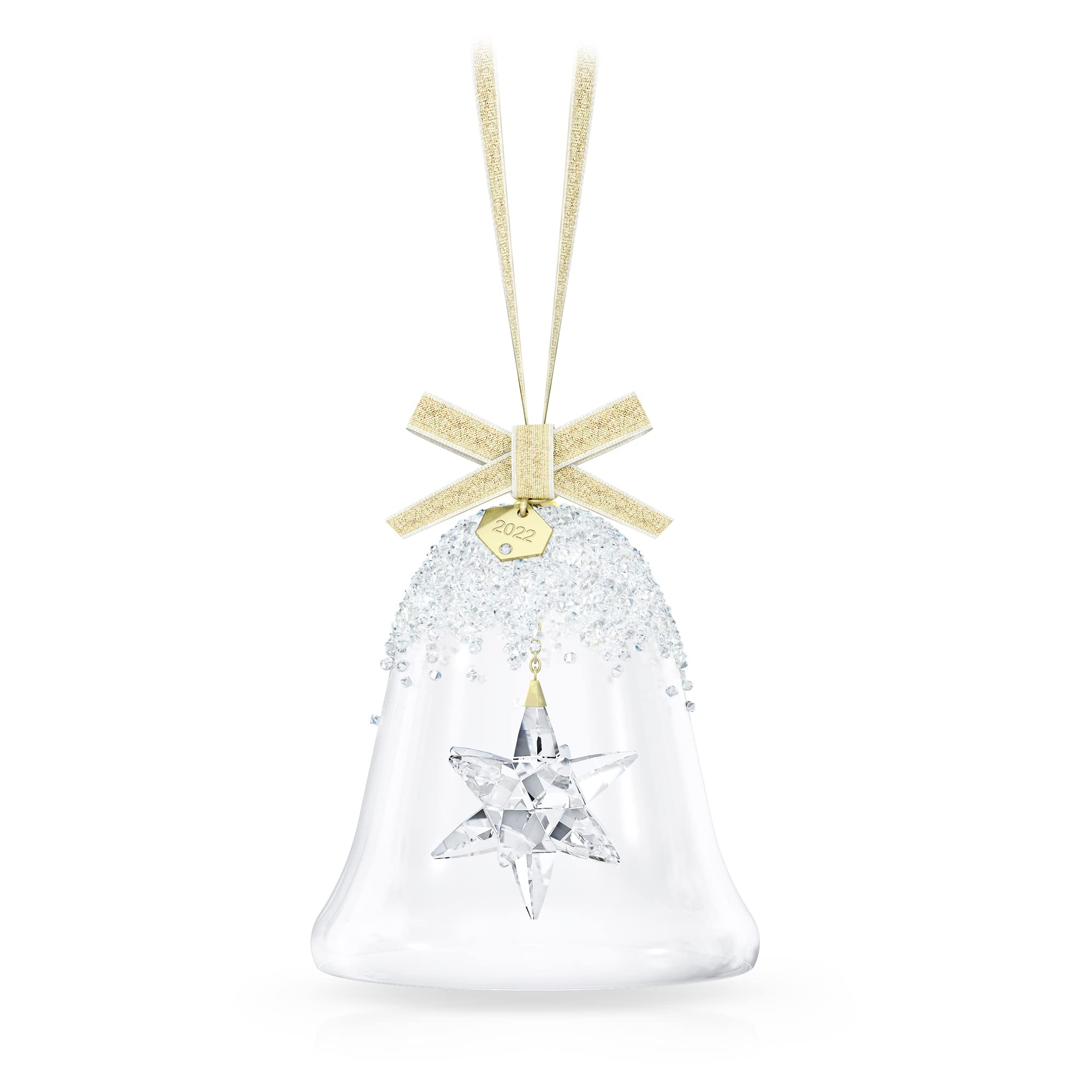 Swarovski 2022 Annual Edition Christmas Bell Ornament with White Crystals - Holiday Tree Decor, Gift for Collectors, Christmas Home Decoration
