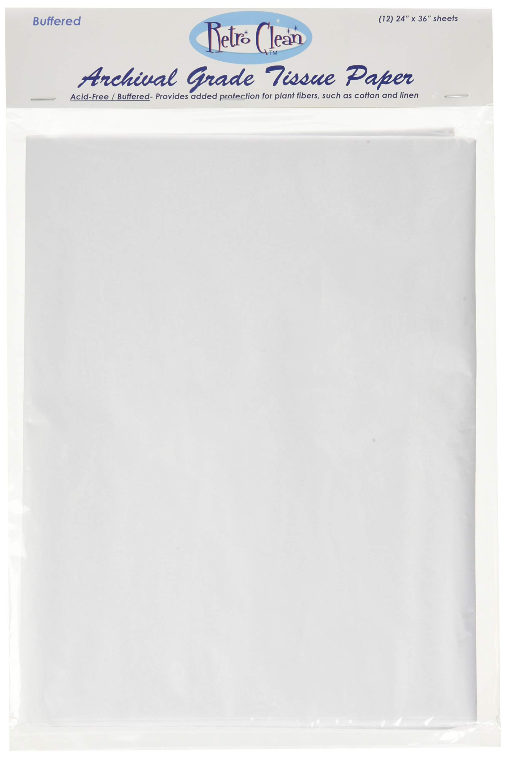 Archival Grade Buffered Tissue Paper - Acid-Free, 24x36 Inches, 12 Sheets for Scrapbooking, Gift Wrapping & Art Preservation | Retro Clean Design