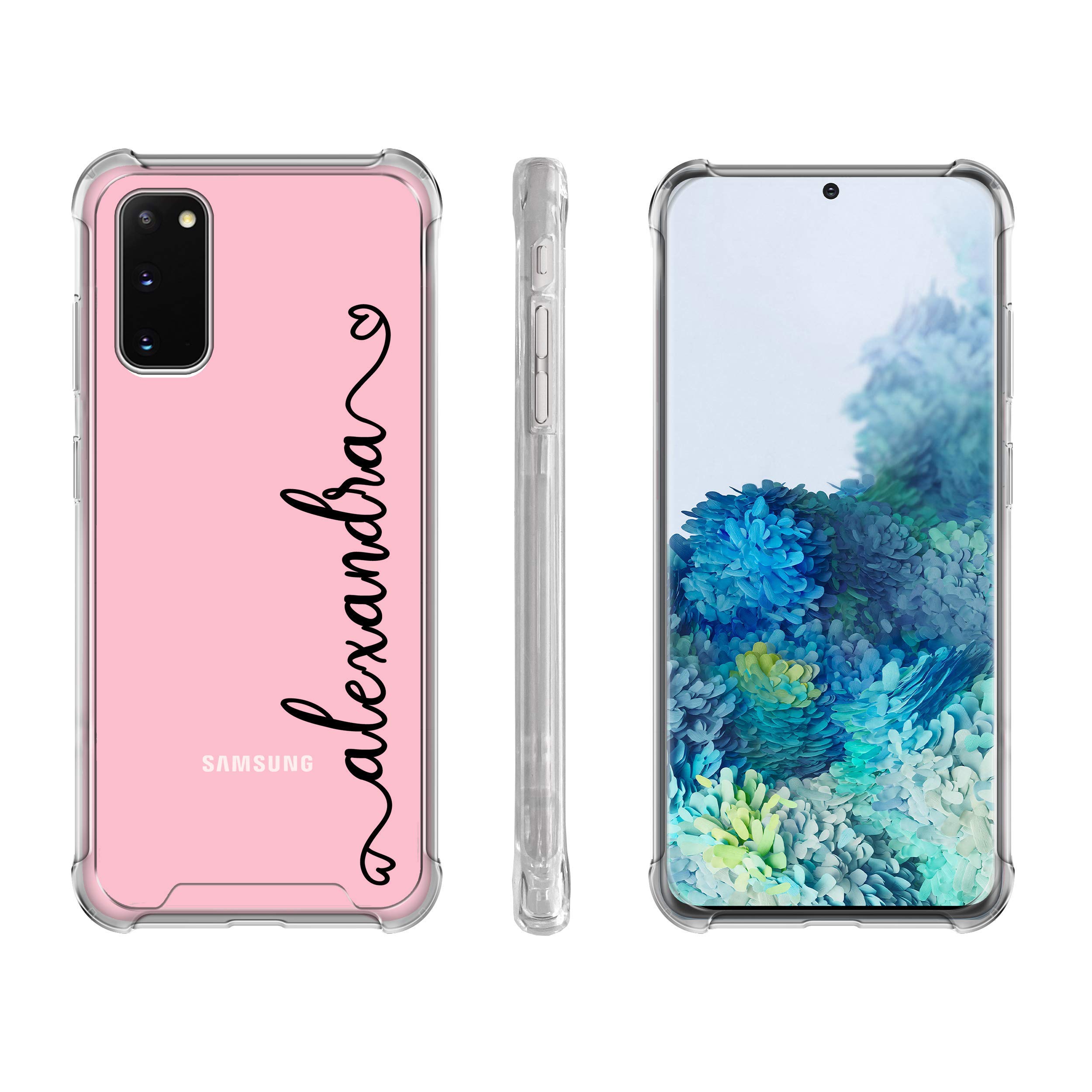 Custom Personalized iPhone 12 mini/14 Pro Max/11 Pro Max Case with Handwriting, Name Initials & Monogram - Cute Hearts Design, Shockproof Protective Clear Cover (U03) - Perfect Gift for Birthdays, Anniversaries & Valentine's Day