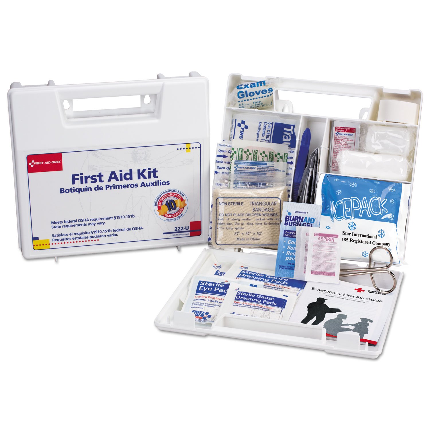 62-Piece First Aid Kit for 10 People - Emergency Medical Supplies for Home, Office, Travel & Outdoor Adventures