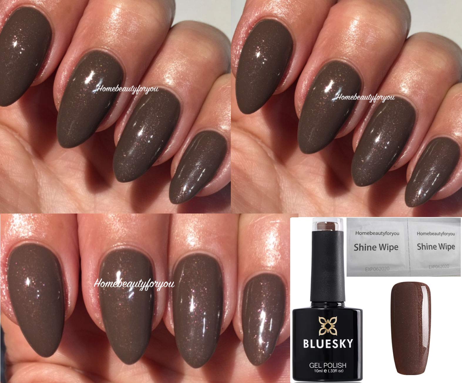 Bluesky Gel Nail Polish - Mocha Brown Shimmer (A14) 10ml, UV LED Soak Off, Long Lasting & Chip Resistant - Perfect for Manicures, Pedicures, Nail Art & Salon Use (Requires UV/LED Lamp for Curing)