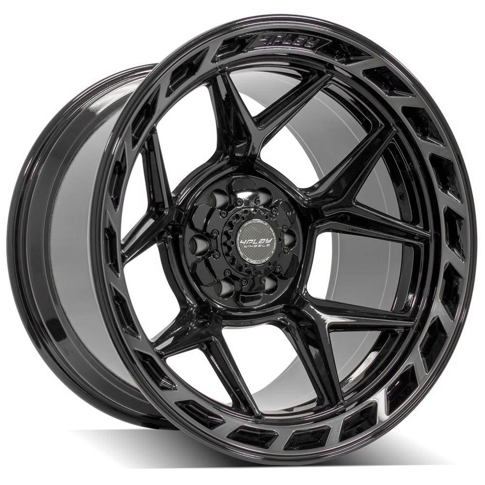4Play Gen3 4P55 Gloss Black Wheels 20x12.0 with Brushed Face & Tinted Clear - 6x139.7/6x135mm Bolt Pattern, 44mm Offset, 106.1mm Hub - Perfect for Off-Road Trucks, SUVs, and Custom Builds