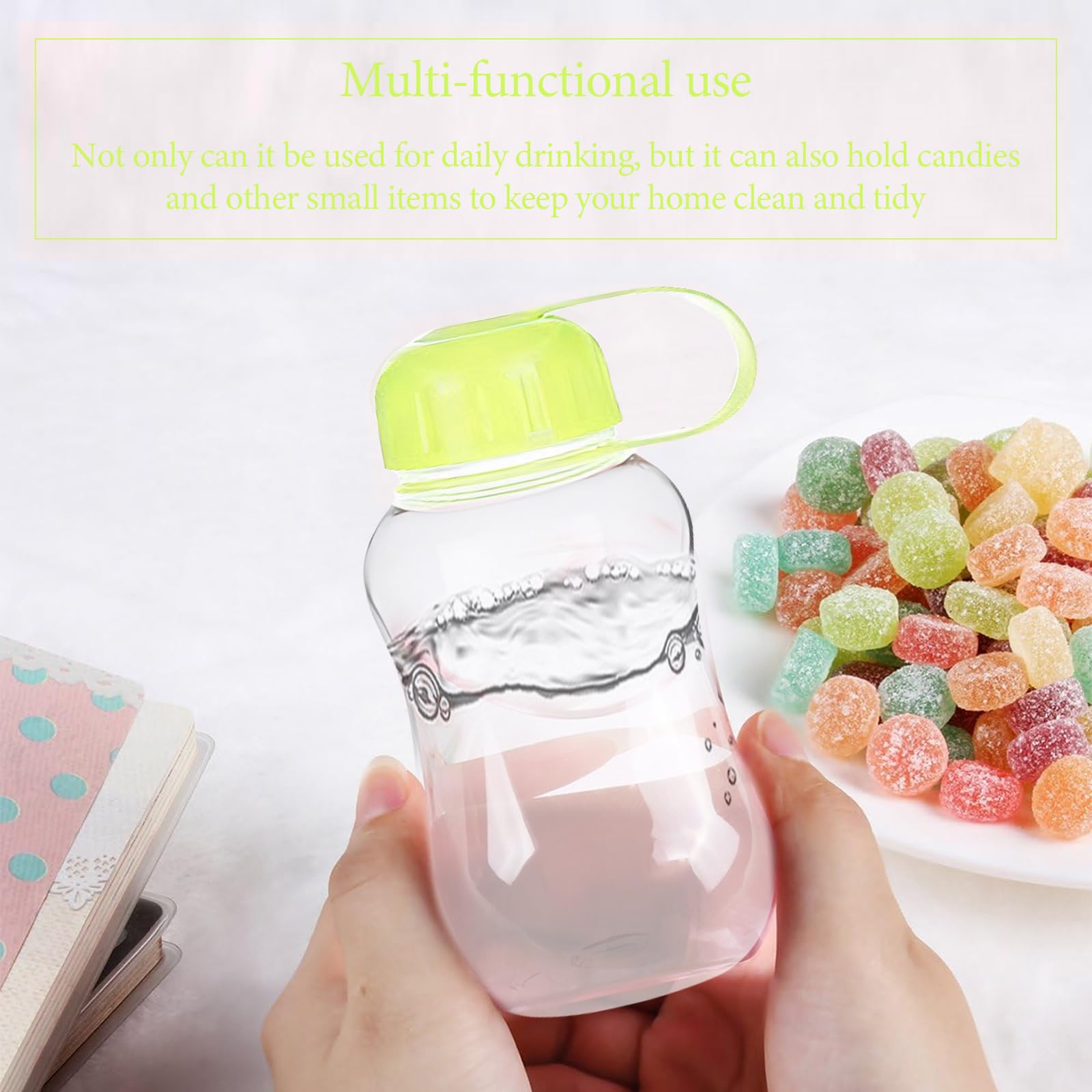Cailiya 3-Pack Sports Water Bottle with Rope, Portable Plastic Cup & Mini Hand Mug - Ideal for Outdoor Hiking, Camping, Travel, Gym, and Daily Hydration - Leakproof & Lightweight Design for Active Lifestyles