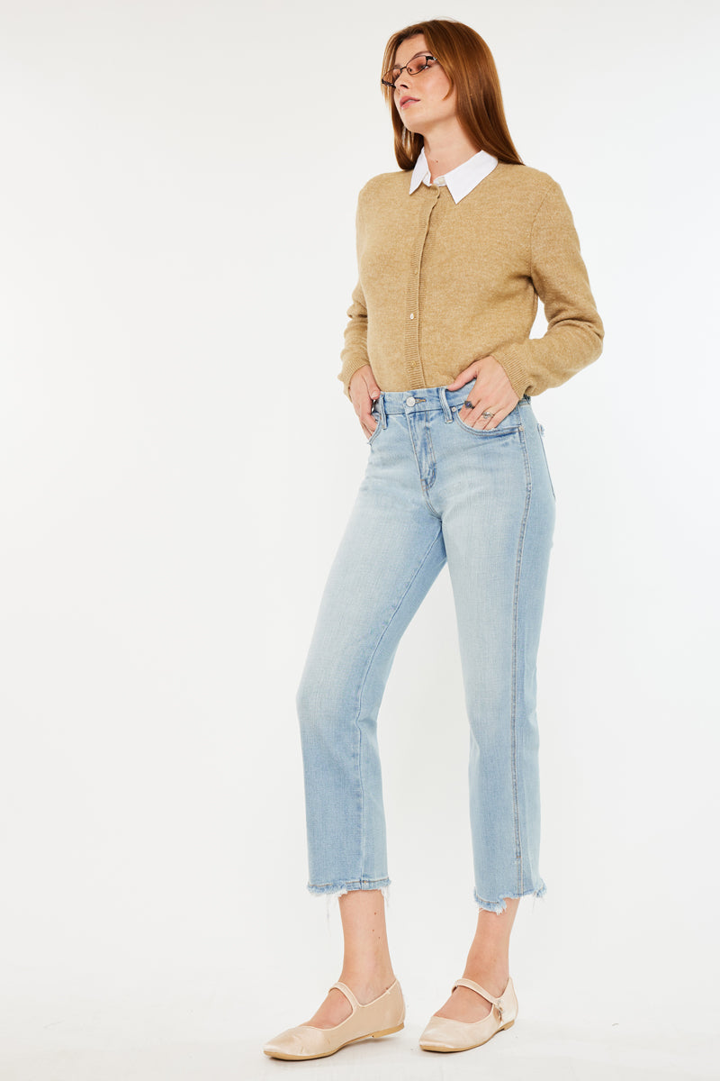 Lane High Rise Cropped Straight Leg Jeans for Women - Slimming Stretch Denim Pants - Perfect for Casual Wear, Office Outfits & Date Nights