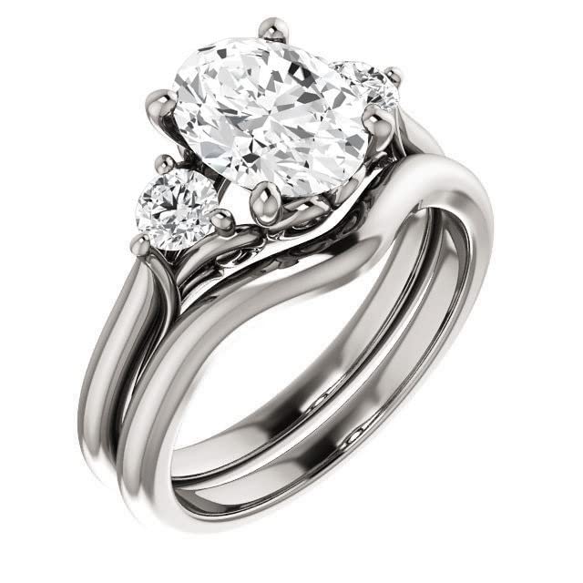 1.5 CT Oval Cut Moissanite Three Stone Bridal Ring Set - VVS1 Clarity, Colorless, 925 Sterling Silver - Engagement & Wedding Jewelry - Perfect Gift for Anniversaries, Proposals & Special Occasions
