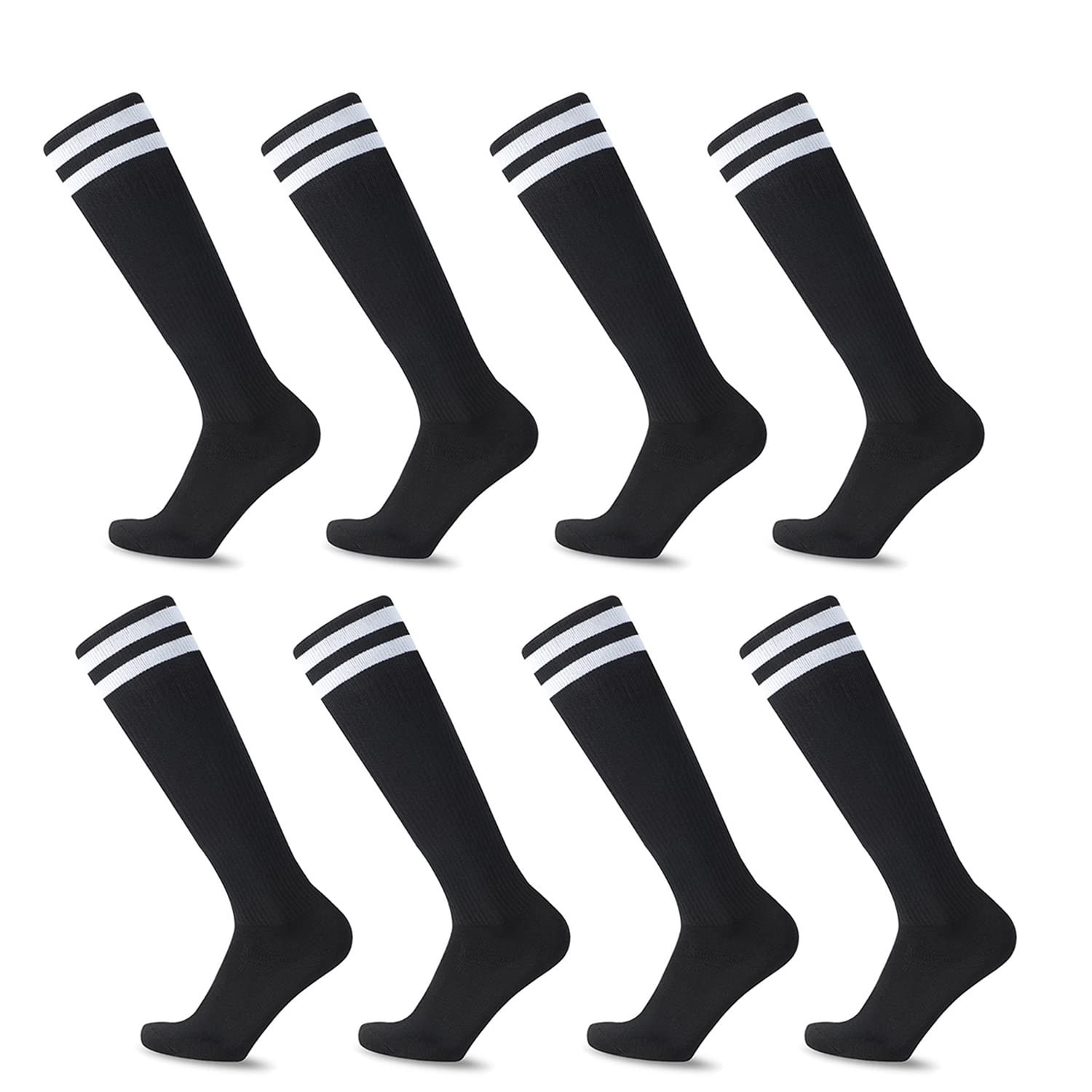 FOMANN 4 Pack Kids Soccer Socks for Boys & Girls - Breathable Sports Socks for Teens & Children - Perfect for Soccer Games, Training & Daily Wear