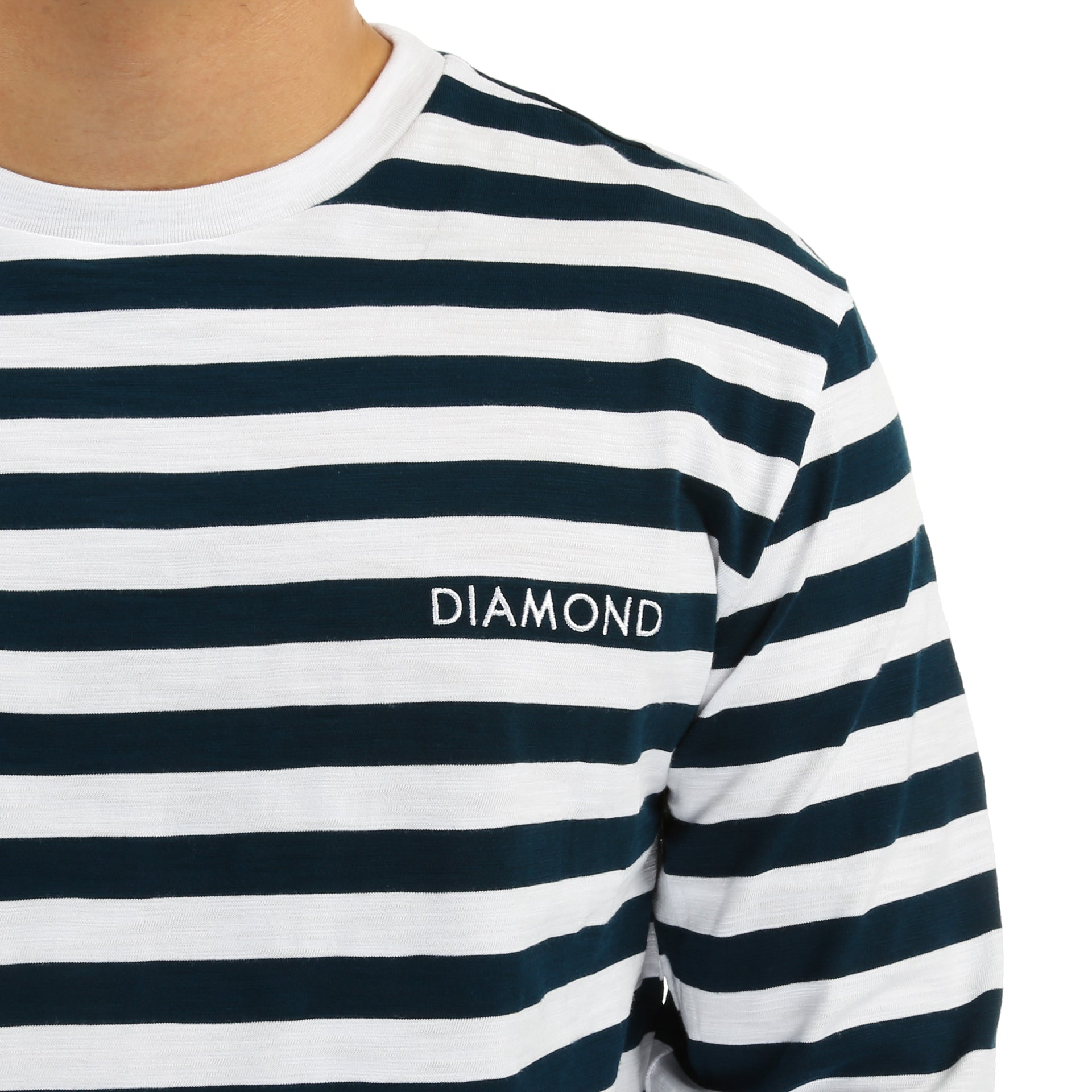 Diamond Pablo Long Sleeve T-Shirt for Men - Navy Blue Cotton Crewneck Top for Casual Wear & Street Style