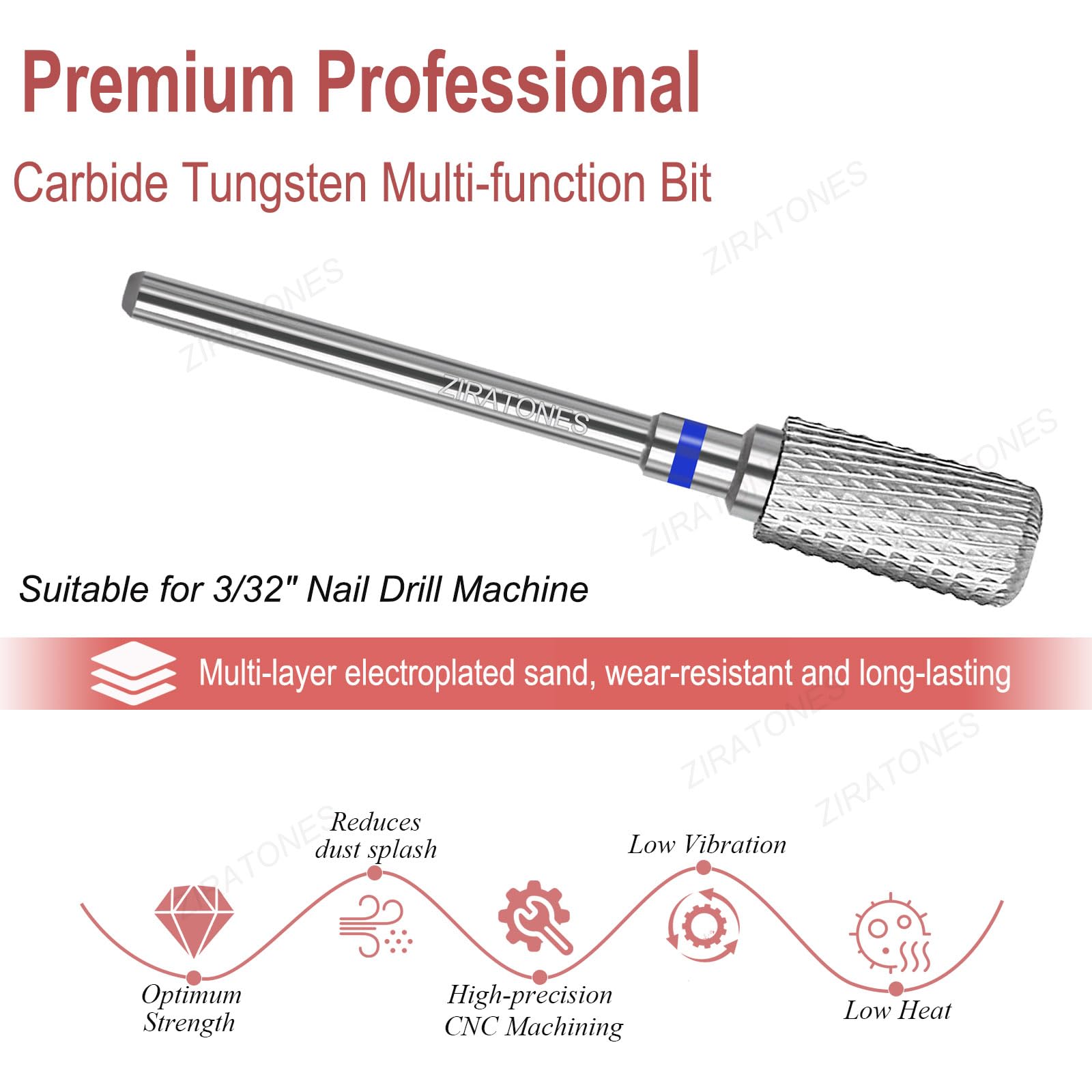 Professional Carbide Nail Drill Bits - Barrel Cut Electric Nail Drill Bits for Fast Removal of Acrylic & Hard Gel - Safe Manicure Pedicure Tools for Salon & Home Use (Medium Grit) - Perfect for Nail Art, Acrylic Removal & Gel Polish Prep