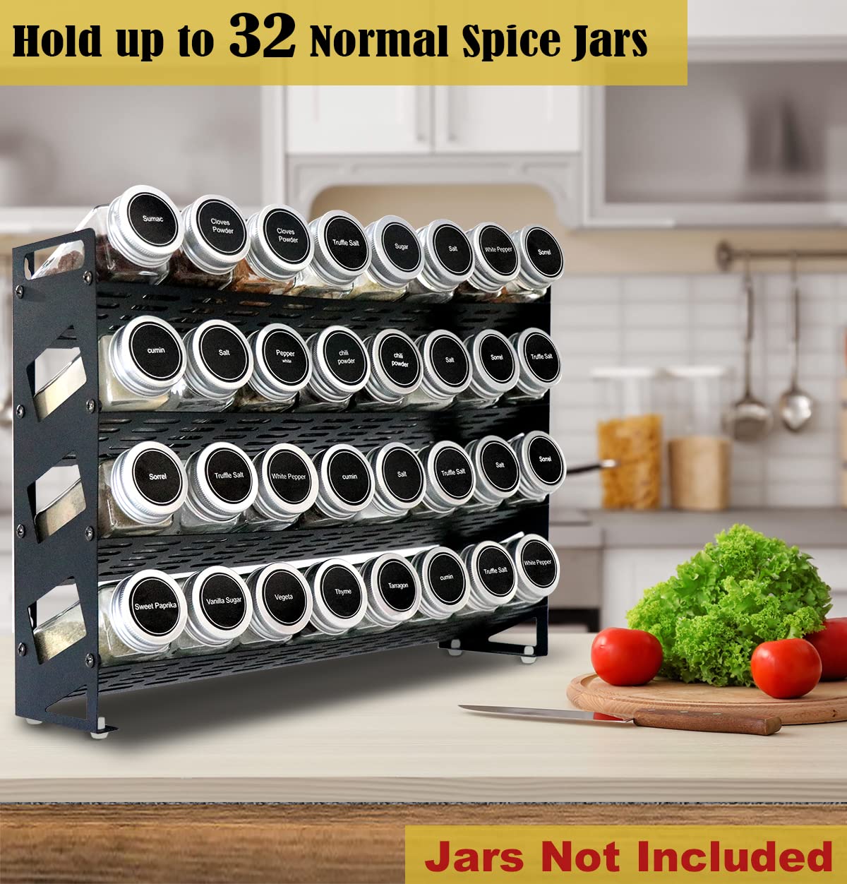 4-Tier Spice Rack Organizer - Countertop, Cabinet & Wall Mount for Kitchen Storage