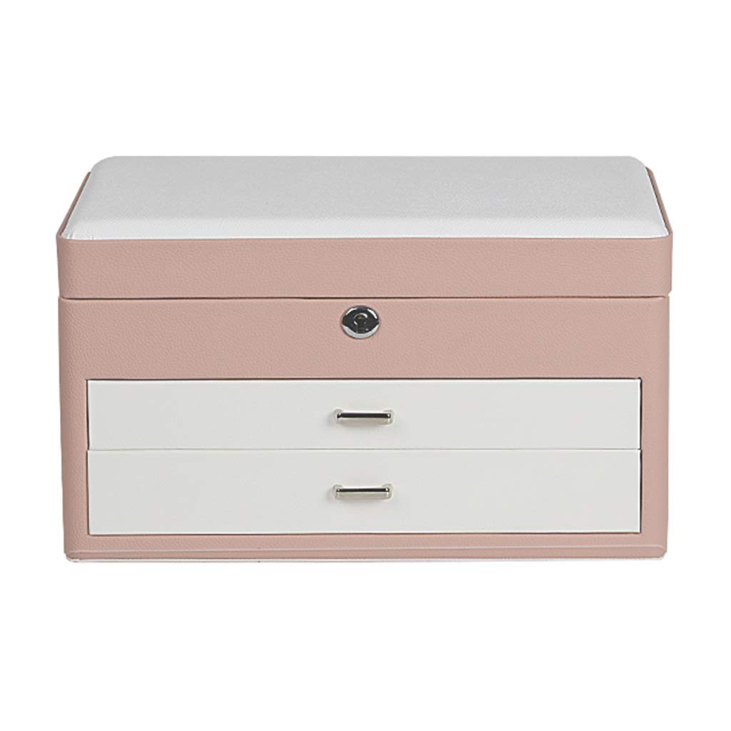 Luxury Wooden Jewelry Box with Microfiber Lining - Multi-Layer Storage Organizer for Necklaces, Rings & Watches - Elegant Gift for Women & Men (Pink, 30×20×20cm) - Perfect for Travel, Home Vanity & Wedding Accessories