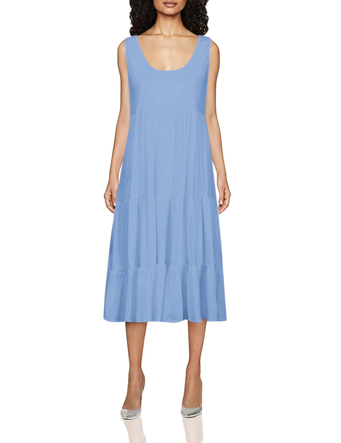 Women's Plus Size Sleeveless Ruffle Shift Dress - Summer Casual Flowy Dress in Sizes S-5XL | Perfect for Beach Vacations, Date Nights & Summer Parties