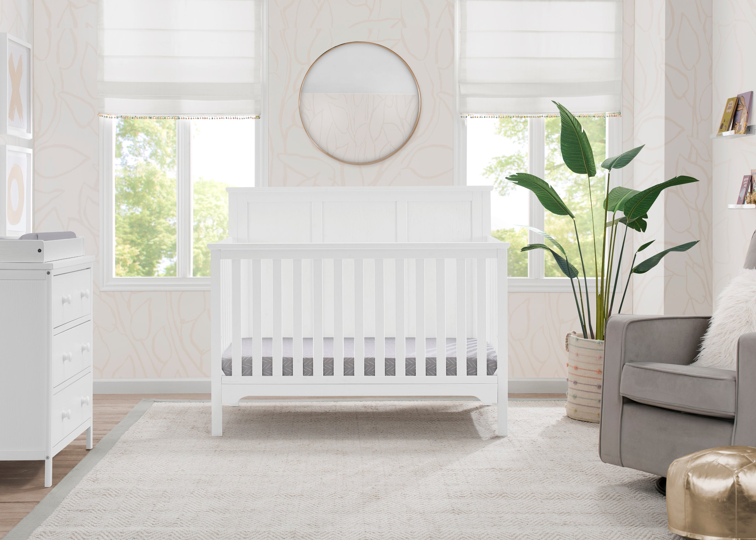 Sweet Beginnings Sage Flat Top 6-in-1 Convertible Baby Crib - Nursery Furniture for Newborn to Toddler | Perfect for Modern Nursery, Bedroom & Daycare