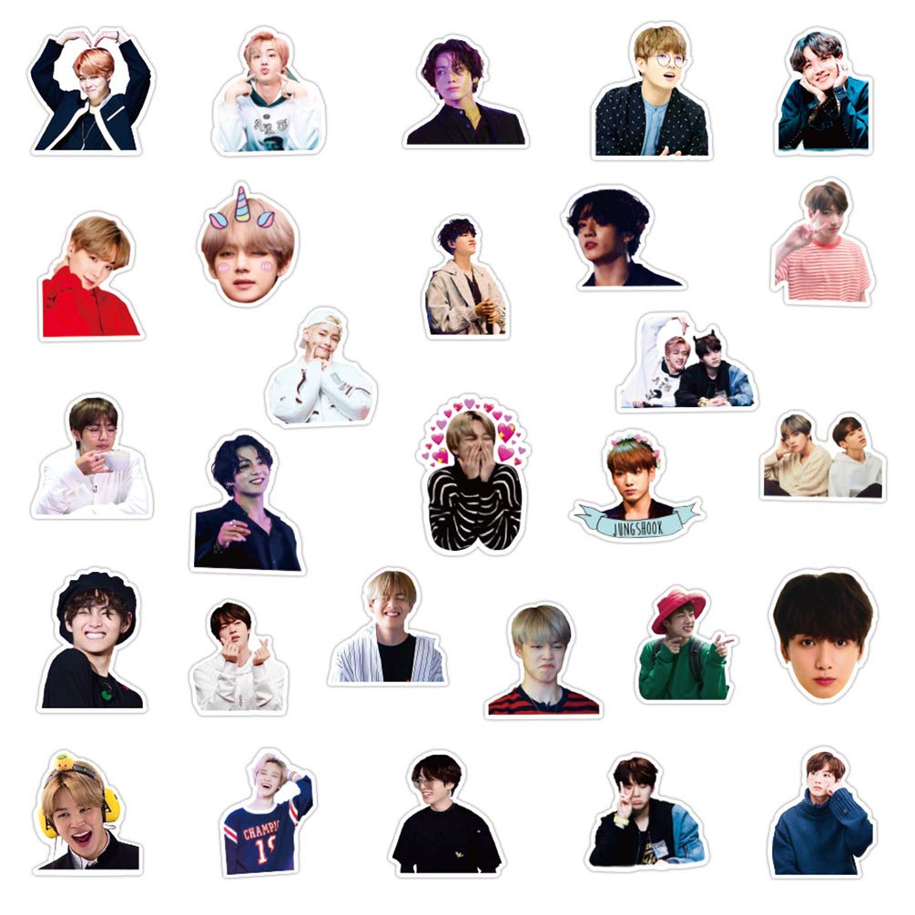 BTS Cute Kpop Stickers - 50pcs Waterproof Decals for Laptop, Water Bottle, Phone, Notebook, Scrapbook, Car & Guitar - Perfect for Teens Room Decor, School Supplies & Kpop Fan Gifts