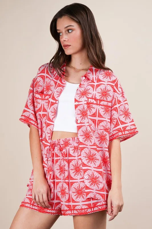 Stylish Full Size Tropical Vacation Shirt & Shorts Set for Men - Breathable Summer Outfit for Beach, Pool Party & Vacation Getaways