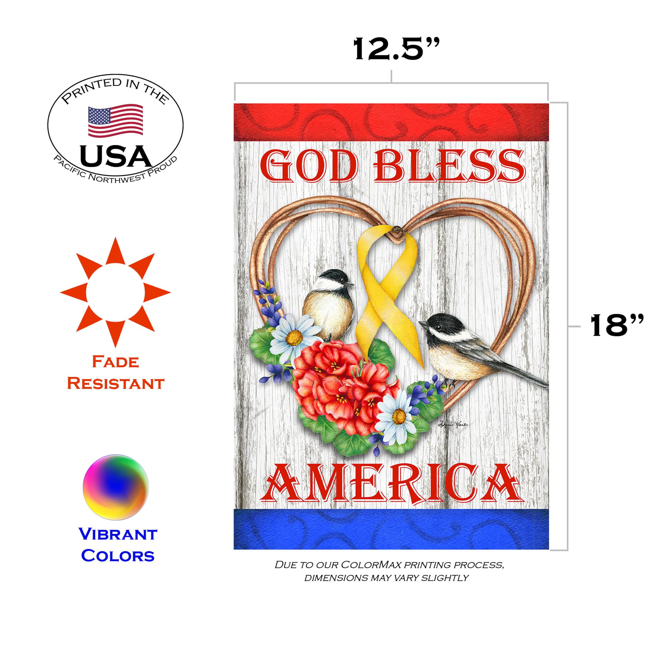 Toland Home Garden 12x18 Inch Double Sided God Bless America Patriotic Flag - Outdoor Military Yard Decoration for House, Garden & Porch | Perfect for Memorial Day, 4th of July & Veterans Day Celebrations