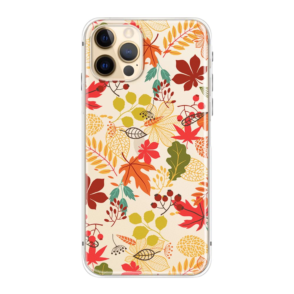 Blingy's iPhone 12 Pro Max Case 6.7 inch - Autumn Leaves Design Clear Soft TPU Protective Cover for iPhone 12 Pro Max (6.7