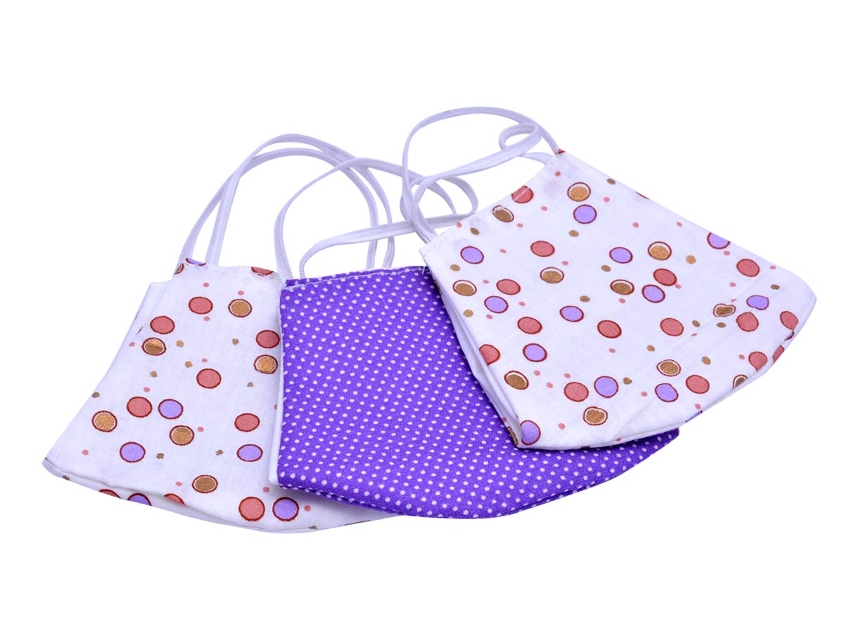 100% Cotton Reusable Face Mask for Kids Ages 3-10 - Soft Breathable 2-Layer Protection, Reversible Design (Pack of 3) - Perfect for School, Travel & Daily Protection