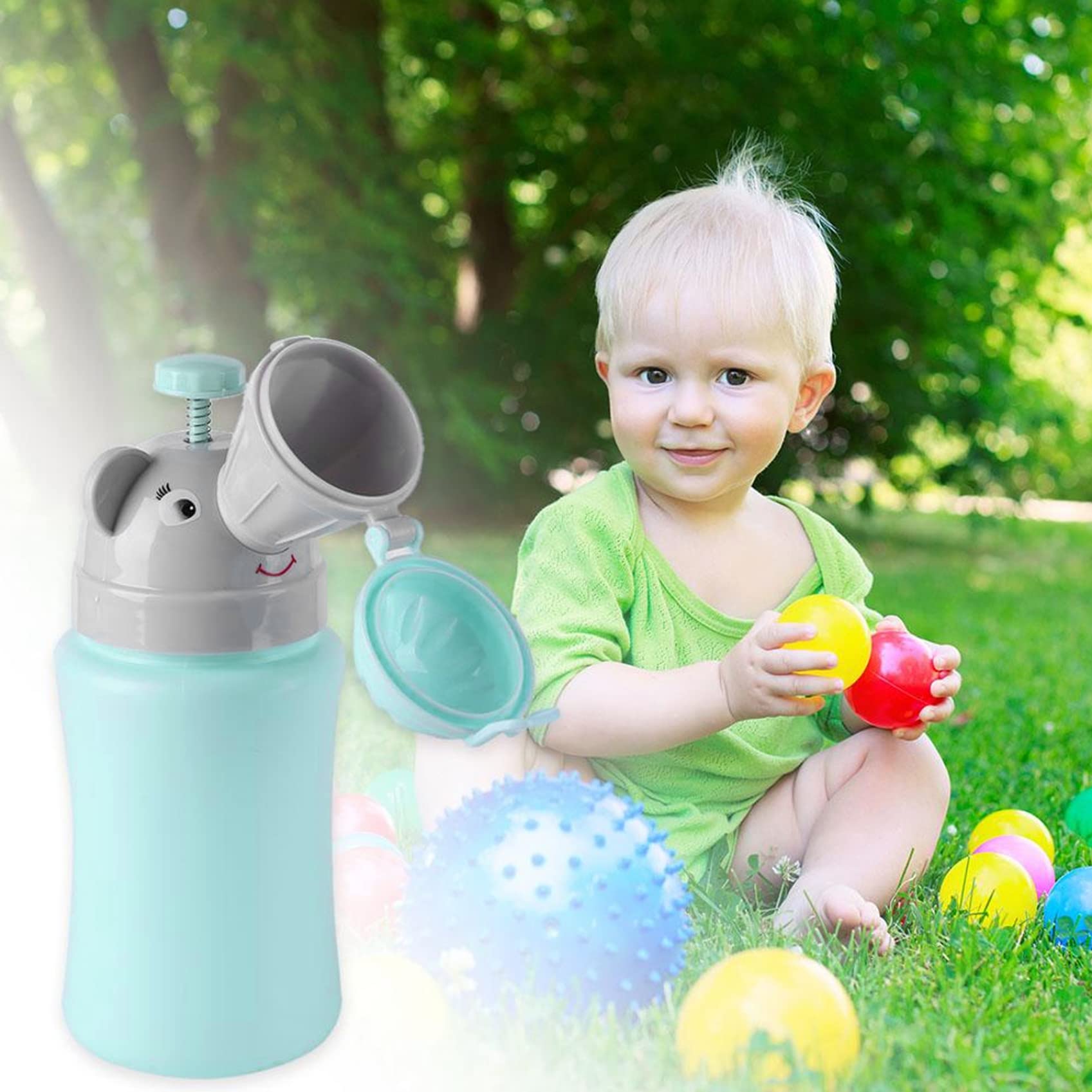 Portable Travel Potty for Toddlers - Kids Toilet Trainer for Boys & Girls - Compact Folding Baby Pee Bottle for Car, Camping & Road Trips - Ideal for Travel, Outdoor Adventures & Emergency Use (Blue)