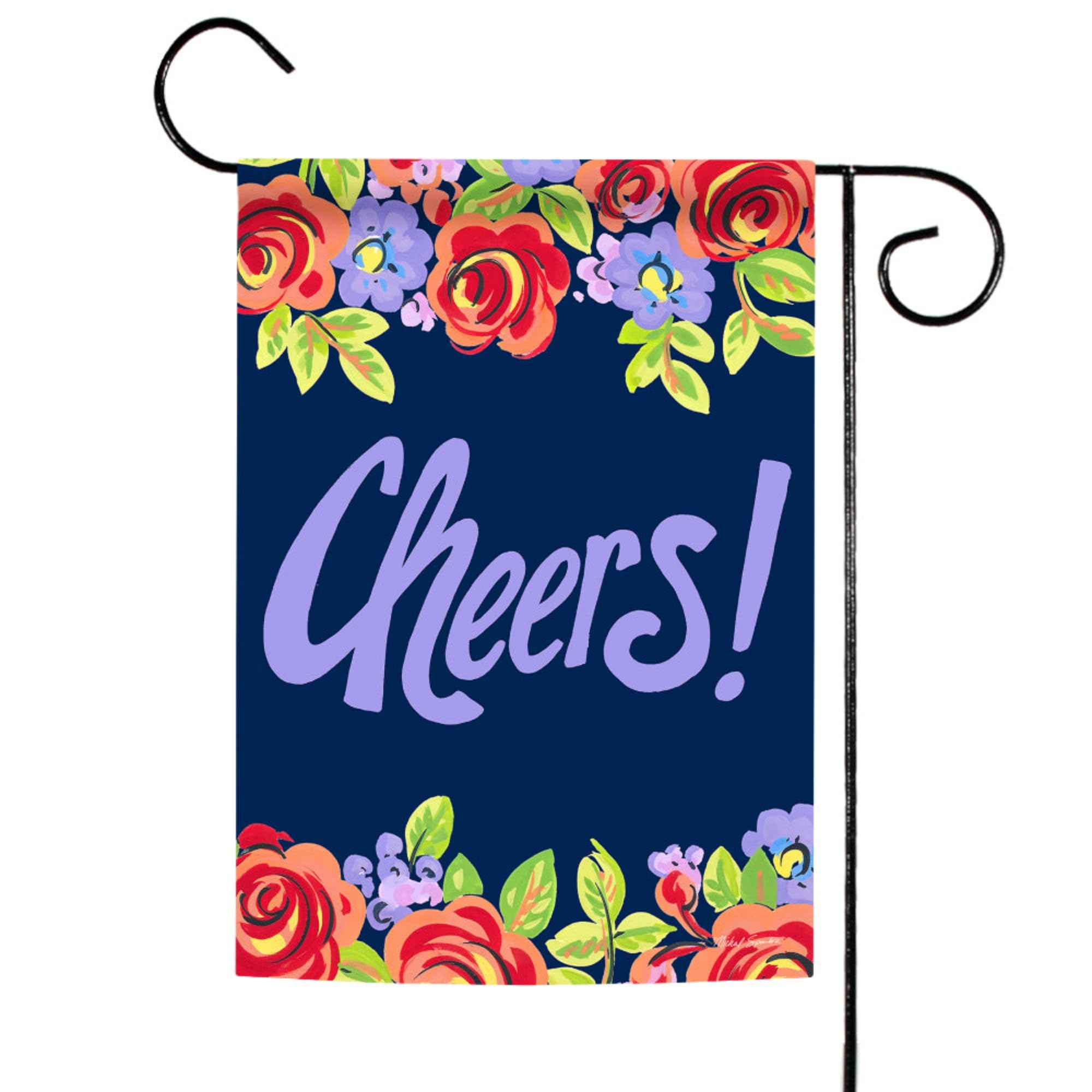 Toland Home Garden 12x18 Inch Double Sided Purple Floral Cheers Garden Flag - Outdoor Yard Decoration for House, Flower Beds & Patio Decor