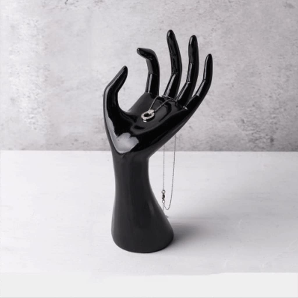 JAHH Gold Mannequin Resin Hand Jewelry Display Stand - Ring Necklace Bracelet Bangle Watch Holder - 22x9cm Black Jewelry Organizer for Boutique Store Counter Display